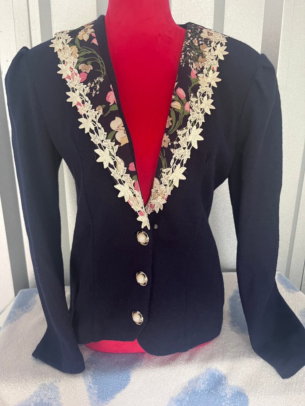 Navy blue sweater blazer
